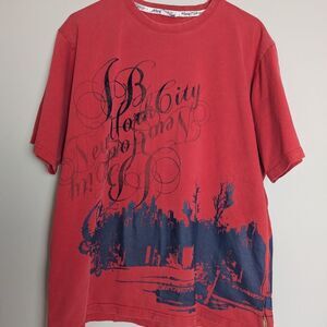 Vintage Johnny Blaze T-Shirt XL Red Black NYC Graphic Wrap Front to Back 90s Sty